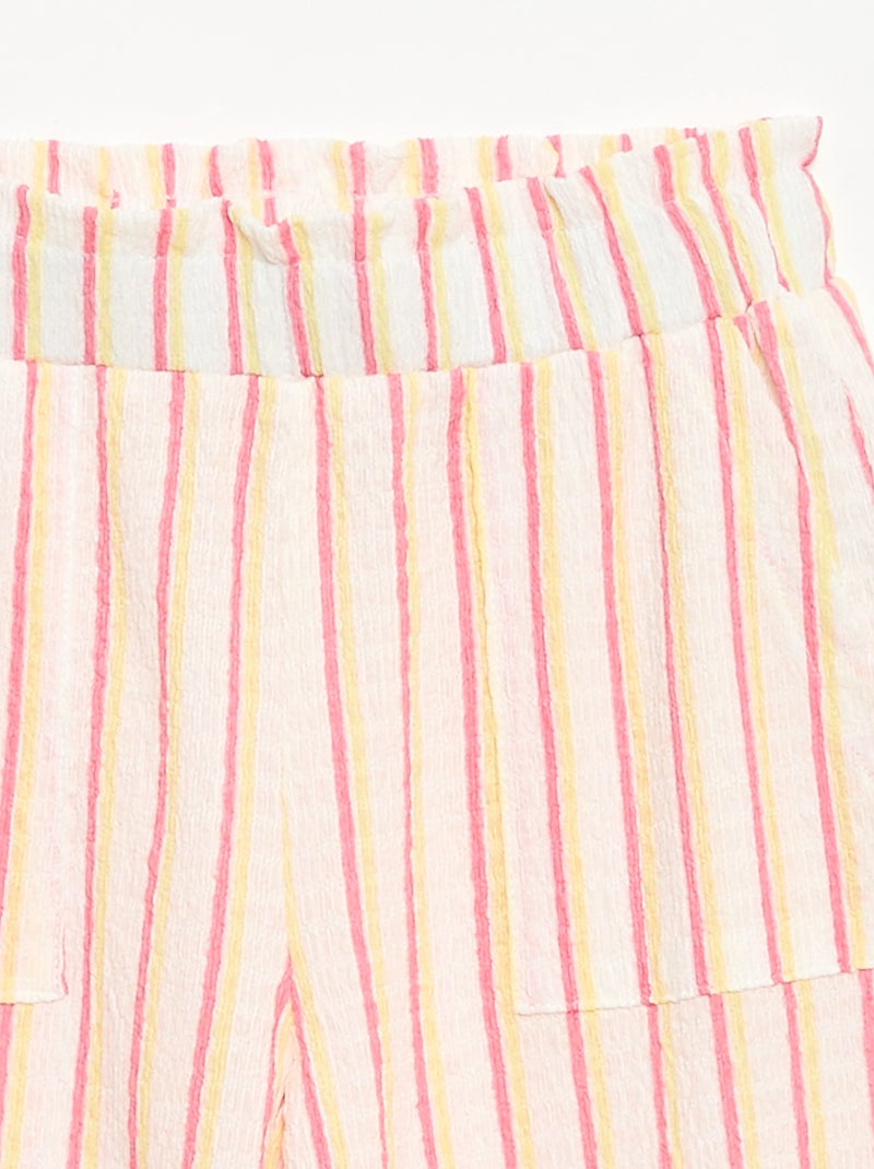 Conjunto às riscas t-shirt + calças - 2 peças Bege - Kiabi