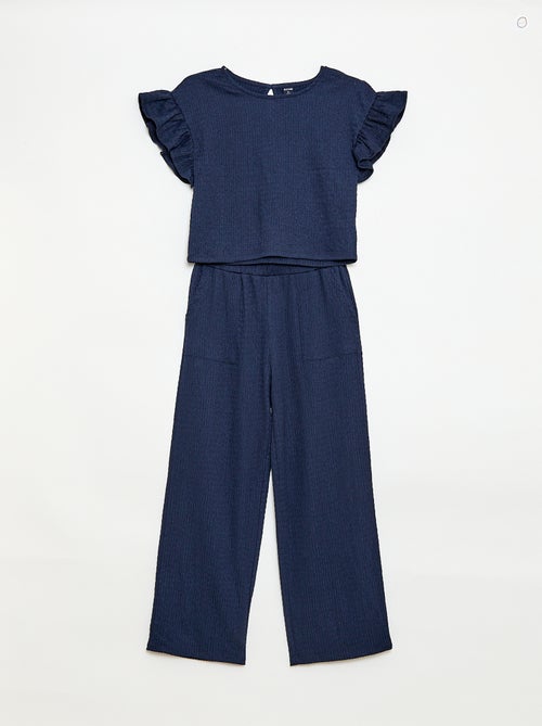 Conjunto às riscas t-shirt + calças - 2 peças - Kiabi