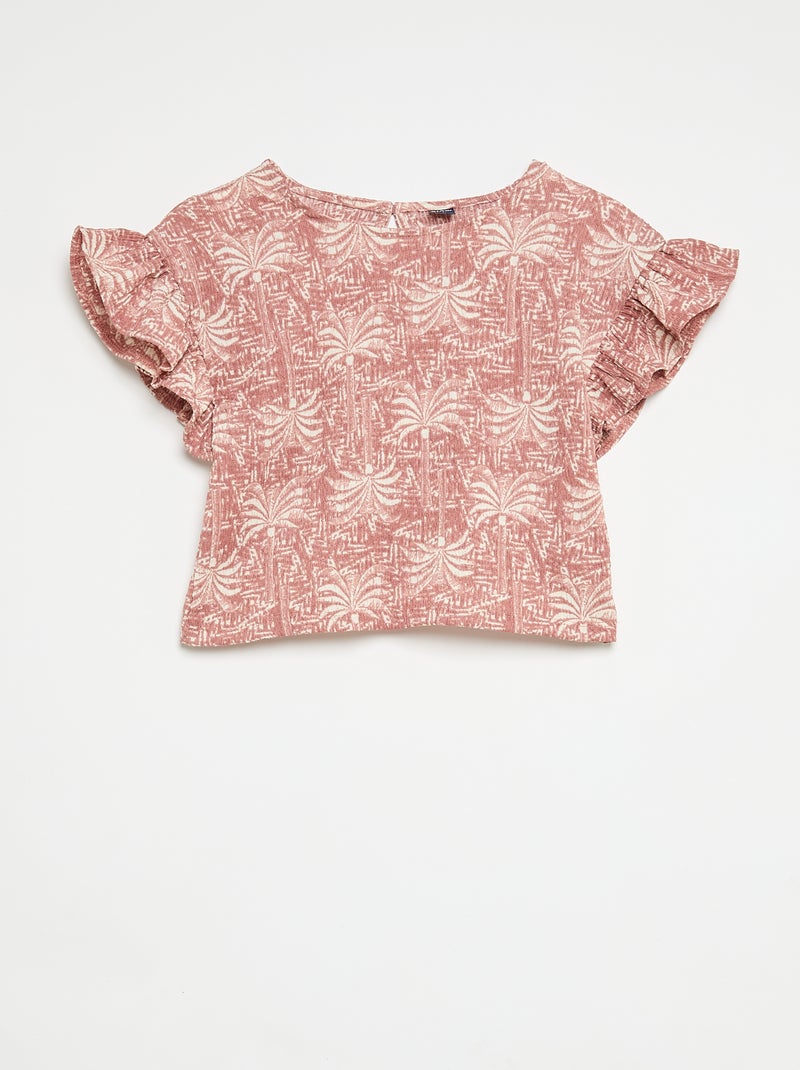 Conjunto às riscas t-shirt + calças - 2 peças Rosa - Kiabi