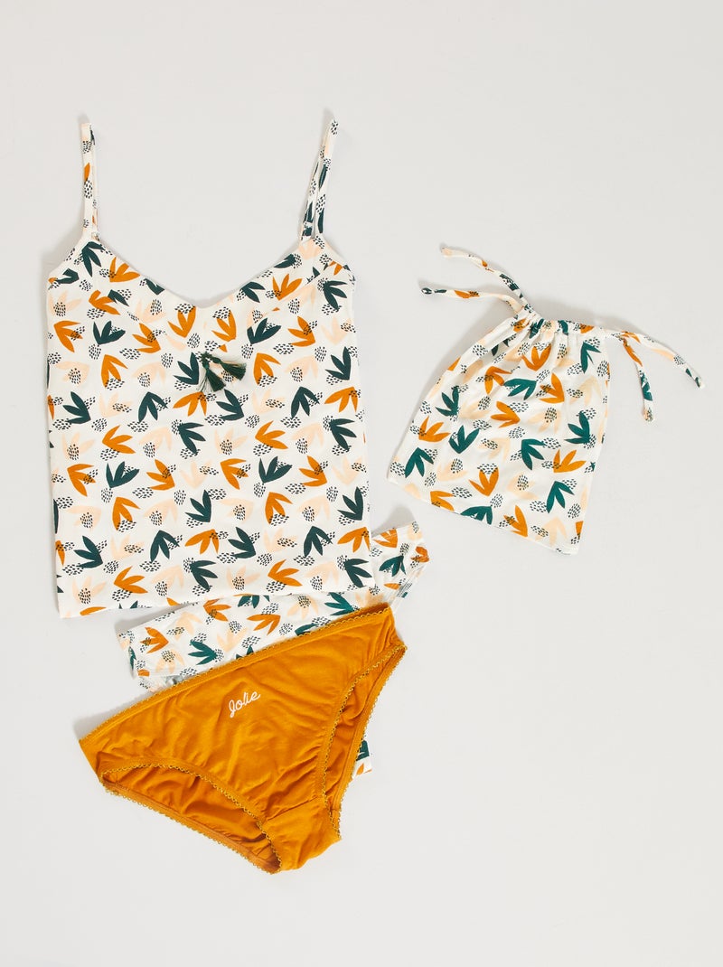 Conjunto babydoll + 2 cuecas para mulher AMARELO - Kiabi