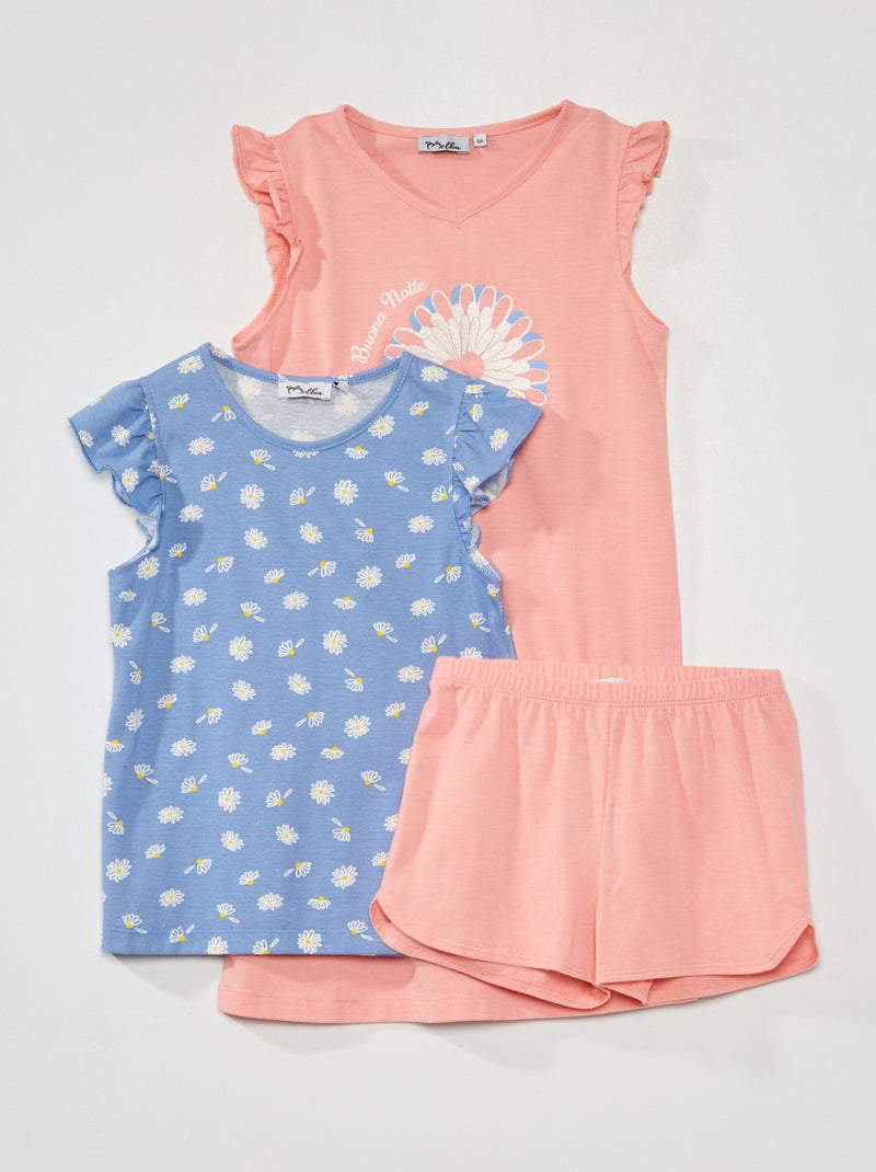 Conjunto babydoll e pijama de 2 peças Rosa/Azul - Kiabi