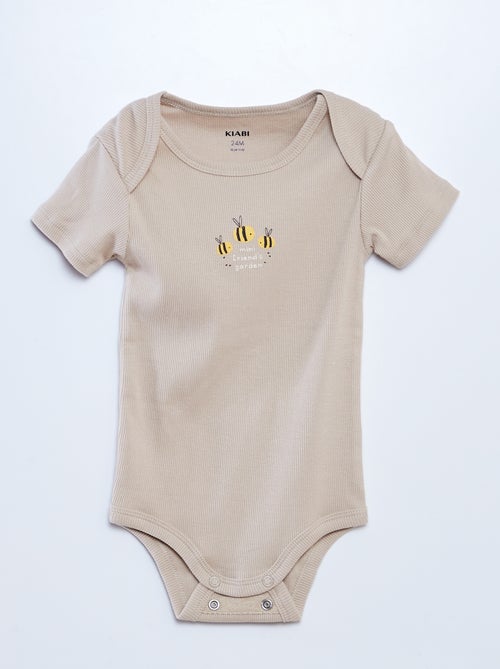 Conjunto babygrow + body + babete - 3 peças - Kiabi