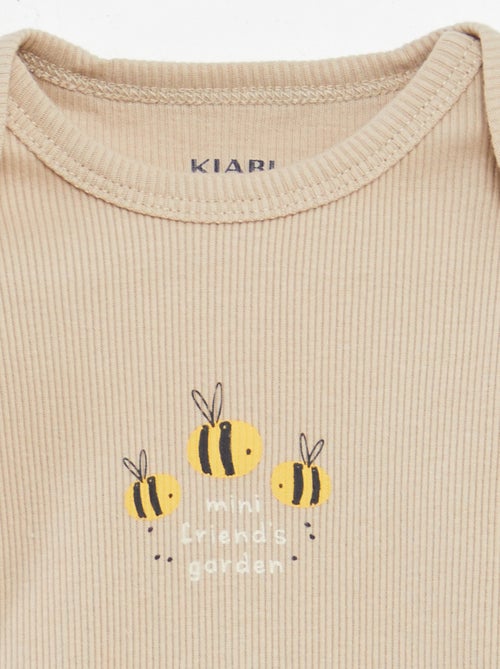 Conjunto babygrow + body + babete - 3 peças - Kiabi