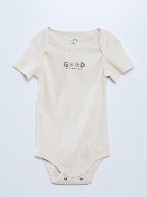 Conjunto babygrow + body + babete - 3 peças - Kiabi