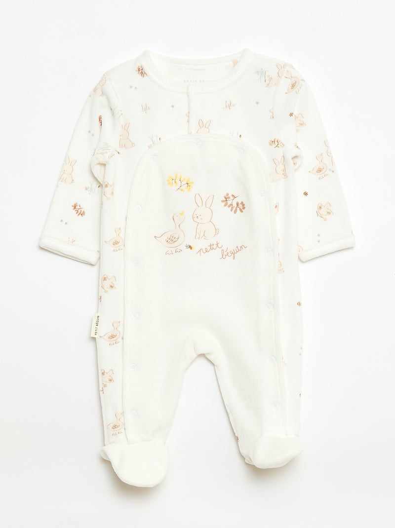 Conjunto babygrow + body + peluche - 3 peças Branco - Kiabi