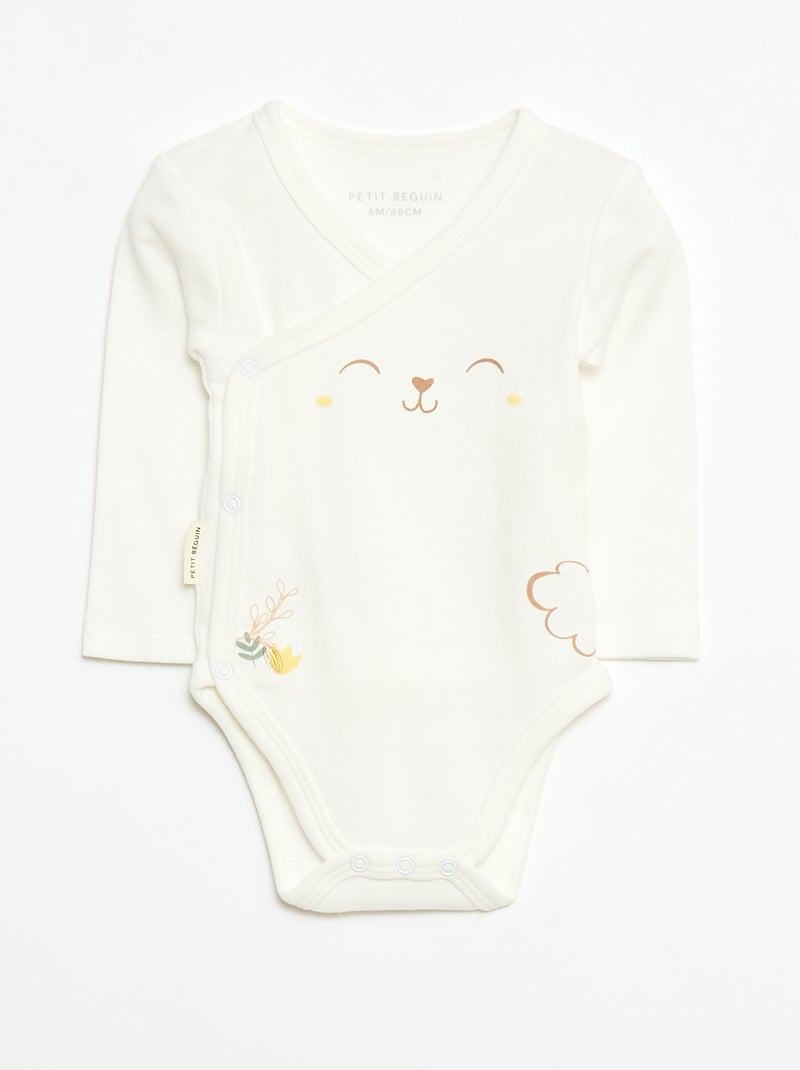 Conjunto babygrow + body + peluche - 3 peças Branco - Kiabi