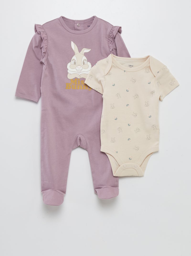 Conjunto babygrow e body 'Miss Bunny' - 2 peças VIOLETA - Kiabi