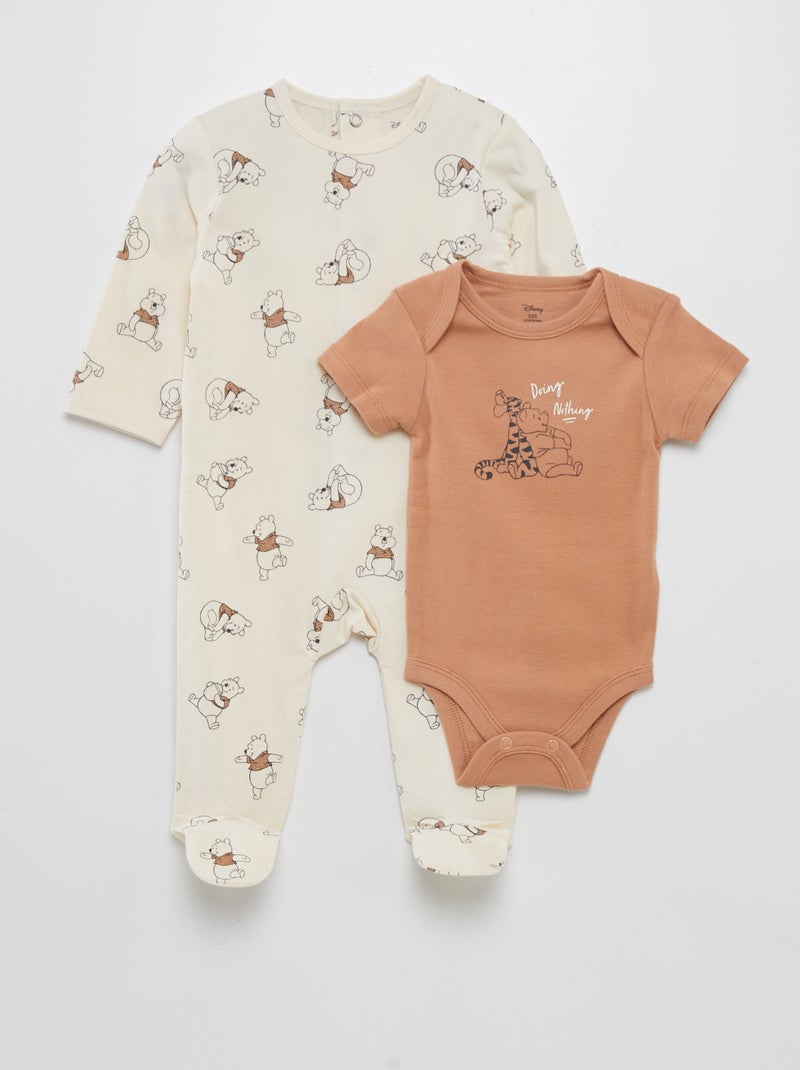 Conjunto babygrow e body 'Winnie' - 2 peças BEGE - Kiabi