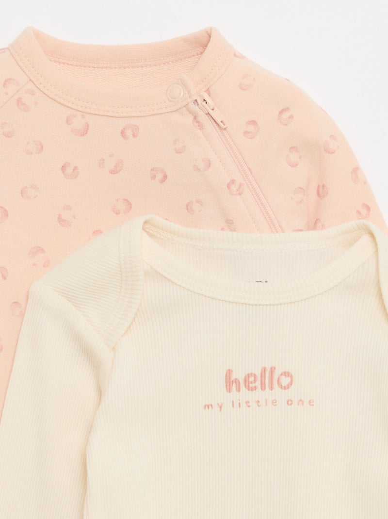 Conjunto babygrow em fleece leve & body Rosa - Kiabi