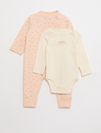 Conjunto body e pijama em fleece quente