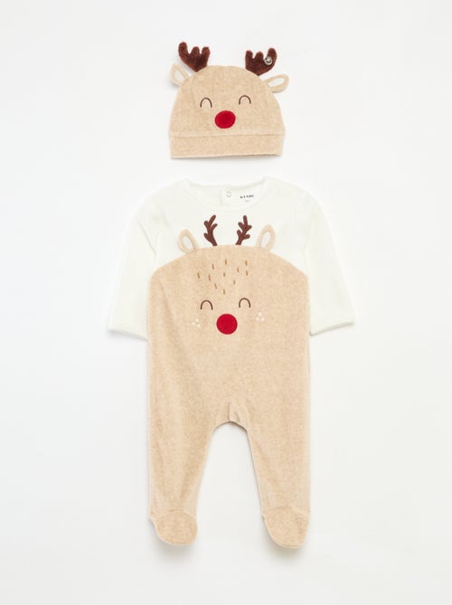 Conjunto babygrow + gorro de Natal - Kiabi