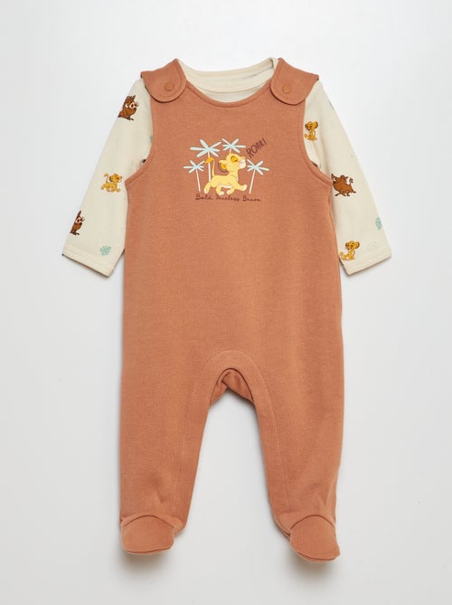 Conjunto babygrow jardineiras + body 'O Rei Leão' - 2 peças - Kiabi