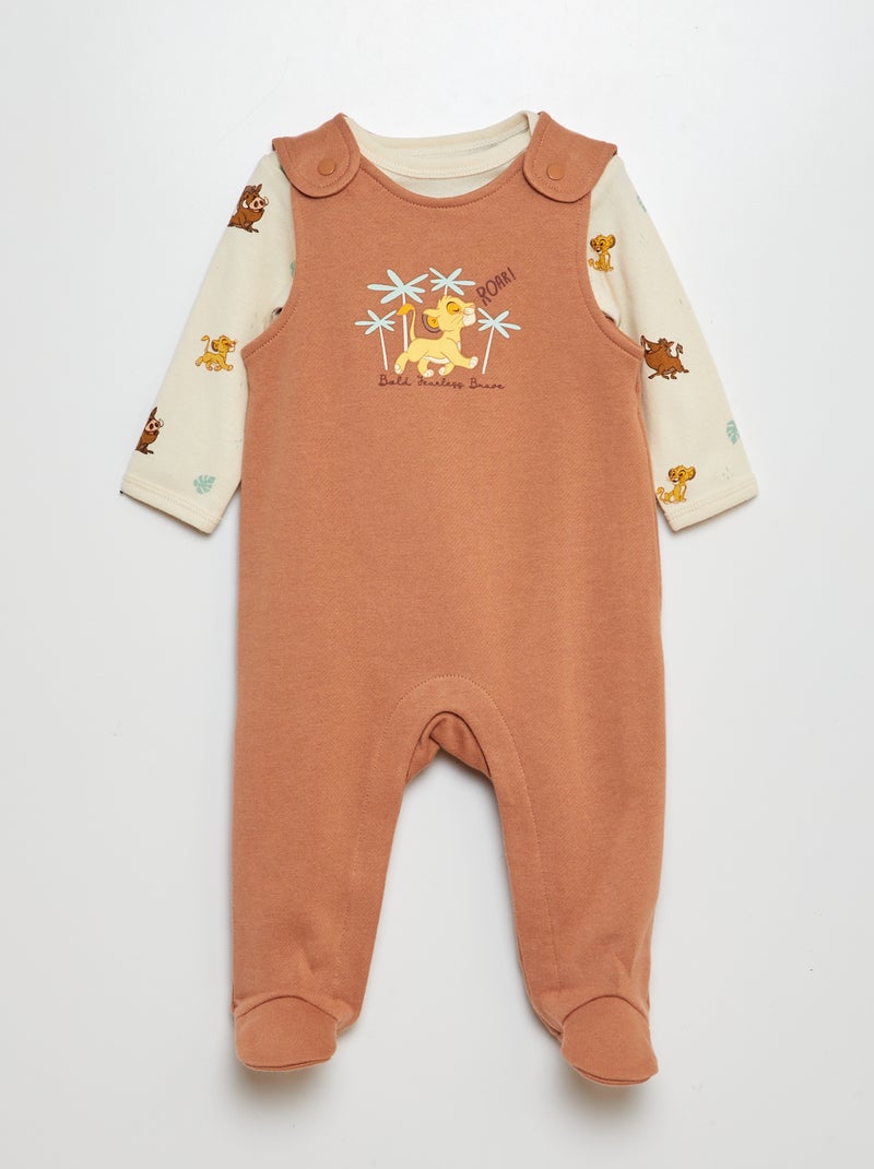 Conjunto babygrow jardineiras + body 'O Rei Leão' - 2 peças CASTANHO - Kiabi