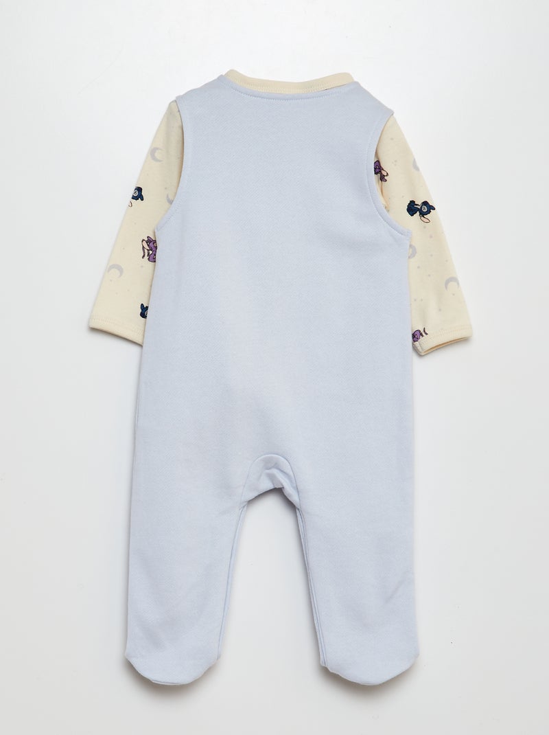 Conjunto babygrow jardineiras + body 'Stitch' - 2 peças AZUL - Kiabi