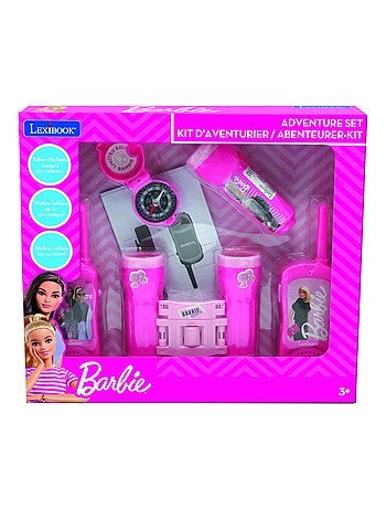Conjunto barbie aventura com walkie talkies até 120 m, binóculos e bússola