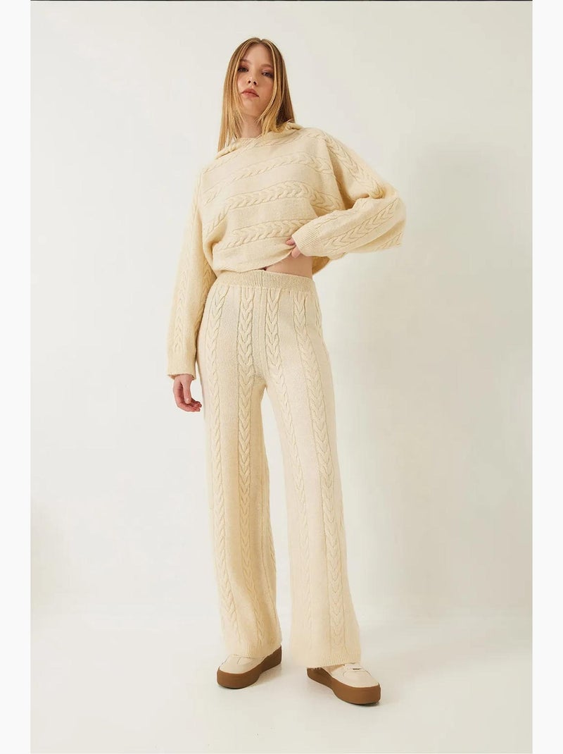 Conjunto básico de blusa e calças de malha lucci Bege-argila - Kiabi