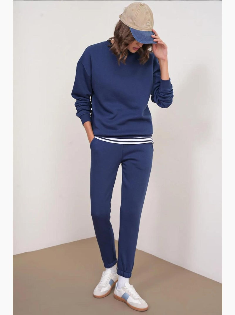 Conjunto básico de duas peças de sweatshirt e jogger mixray Azul-marinho - Kiabi