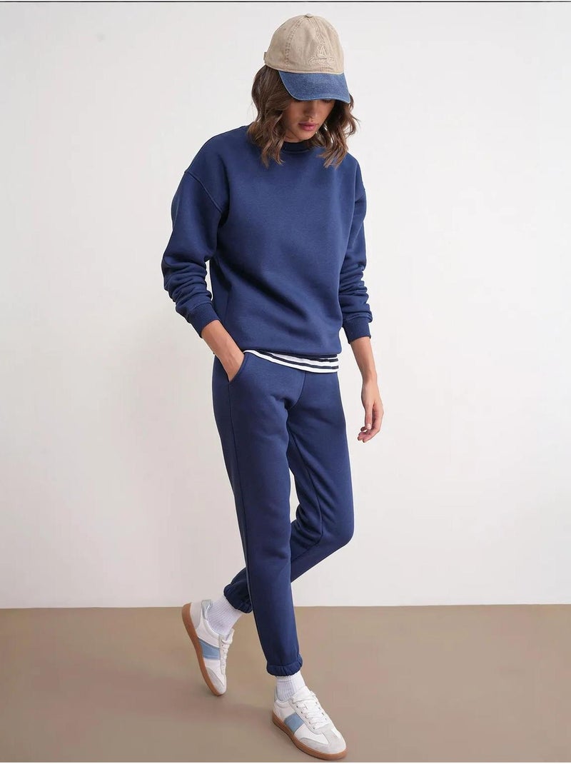 Conjunto básico de duas peças de sweatshirt e jogger mixray Azul-marinho - Kiabi