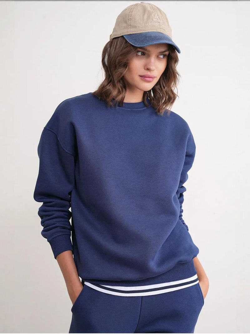 Conjunto básico de duas peças de sweatshirt e jogger mixray Azul-marinho - Kiabi