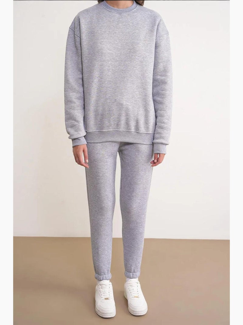 Conjunto básico de duas peças de sweatshirt e jogger mixray Cinza - Kiabi
