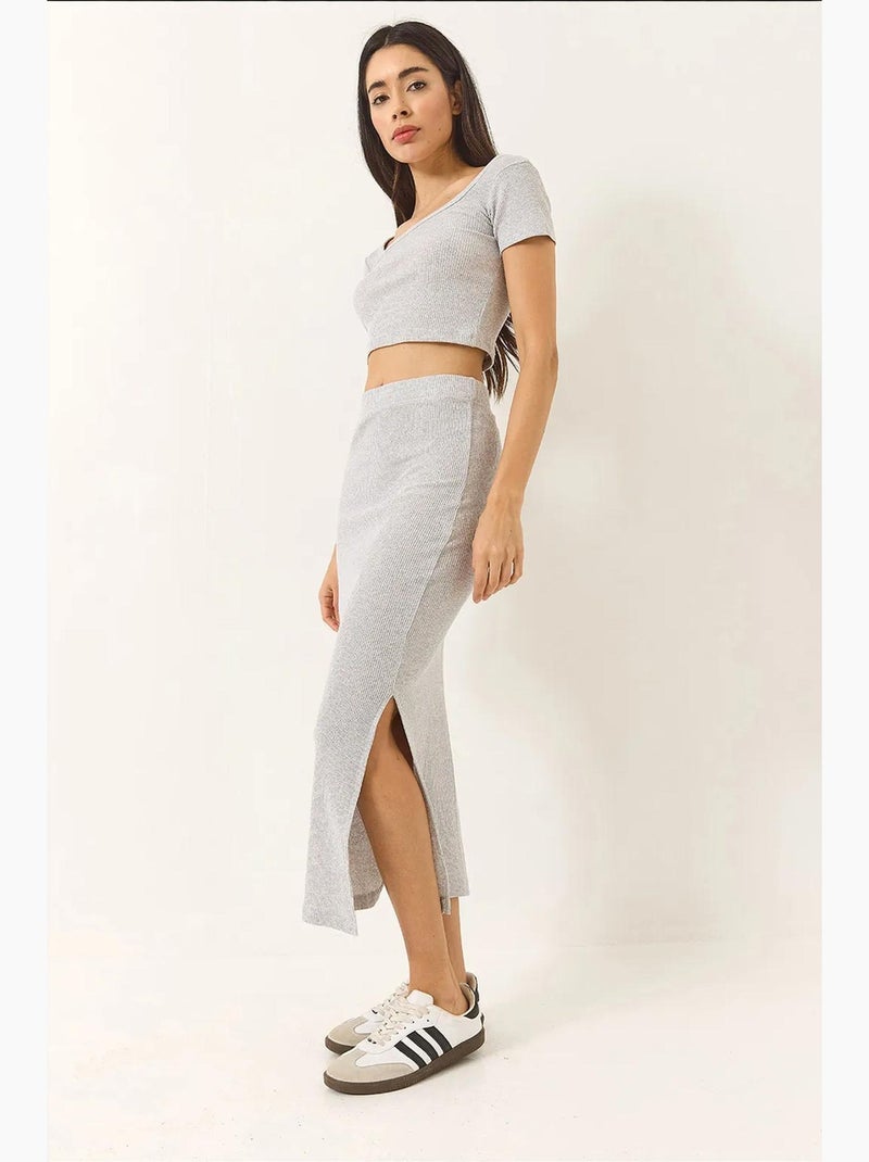 Conjunto básico de top e saia lucci Azul Branco - Kiabi