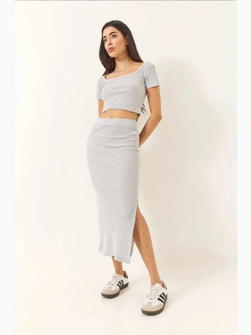 Conjunto básico de top e saia lucci Azul Branco - Kiabi