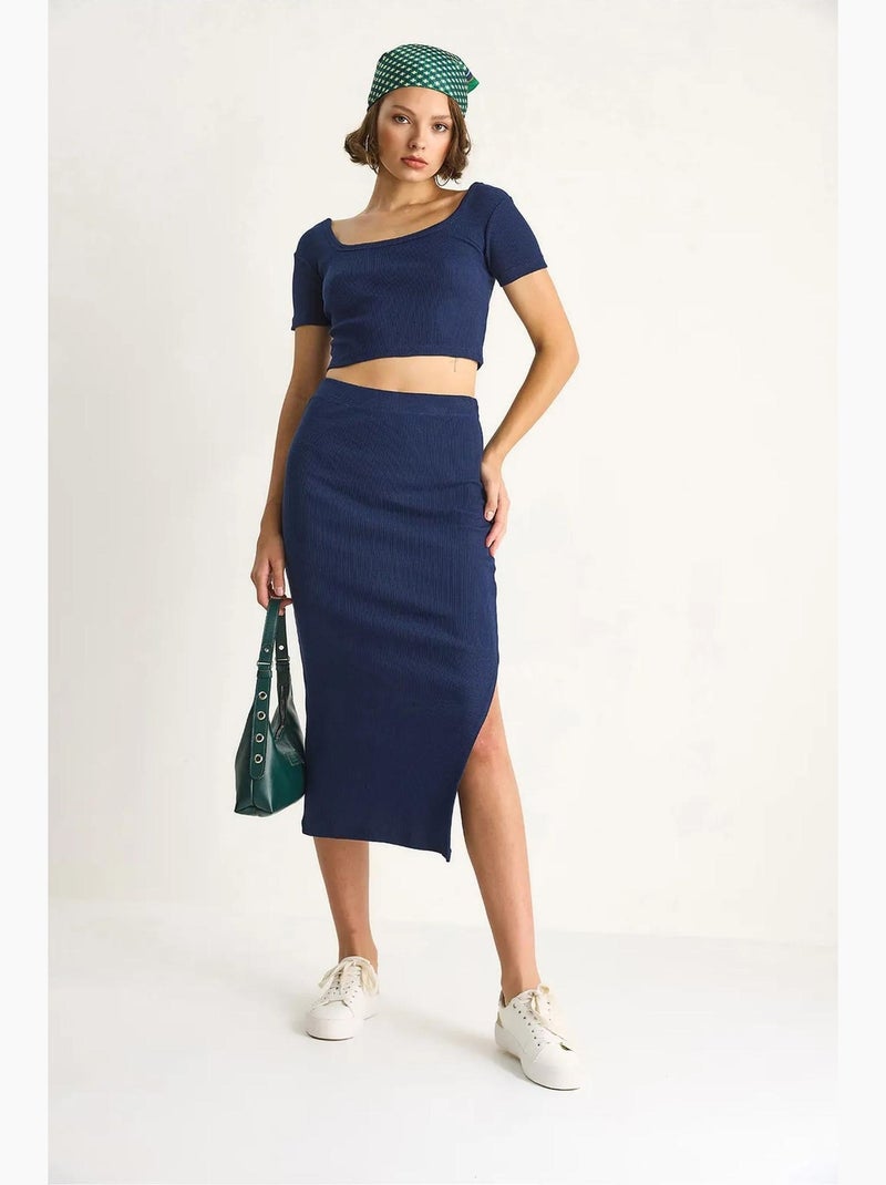 Conjunto básico de top e saia lucci Azul-marinho - Kiabi