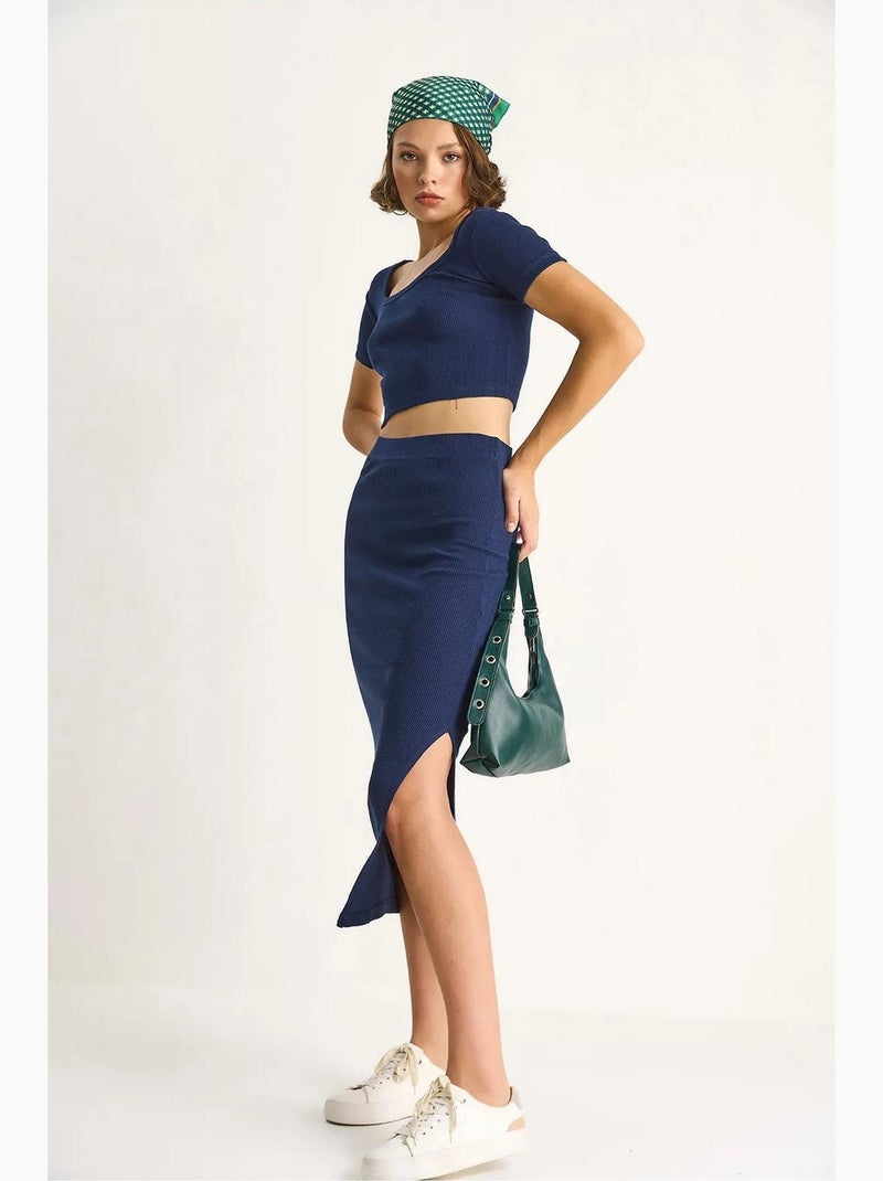 Conjunto básico de top e saia lucci Azul-marinho - Kiabi