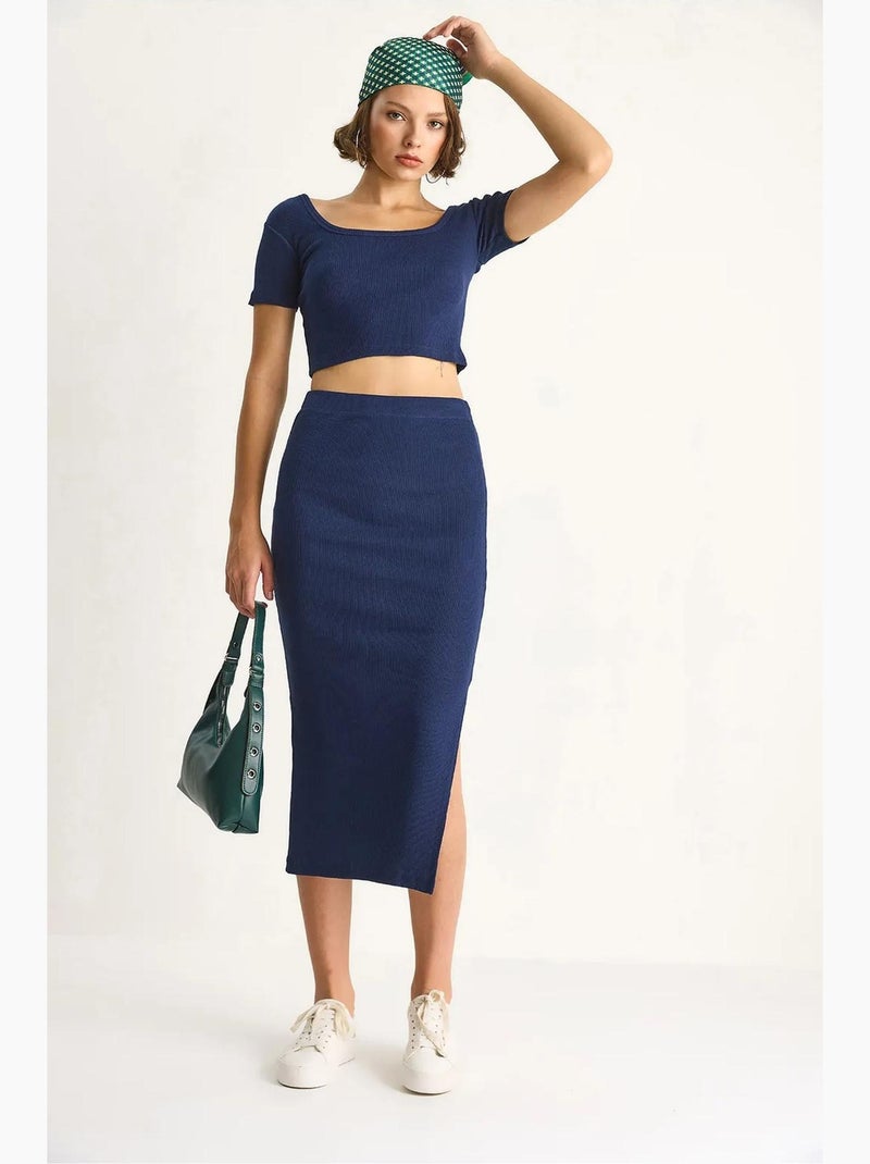 Conjunto básico de top e saia lucci Azul-marinho - Kiabi