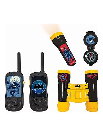 Conjunto batman aventura com walkie talkies até 120 m, binóculos e bússola