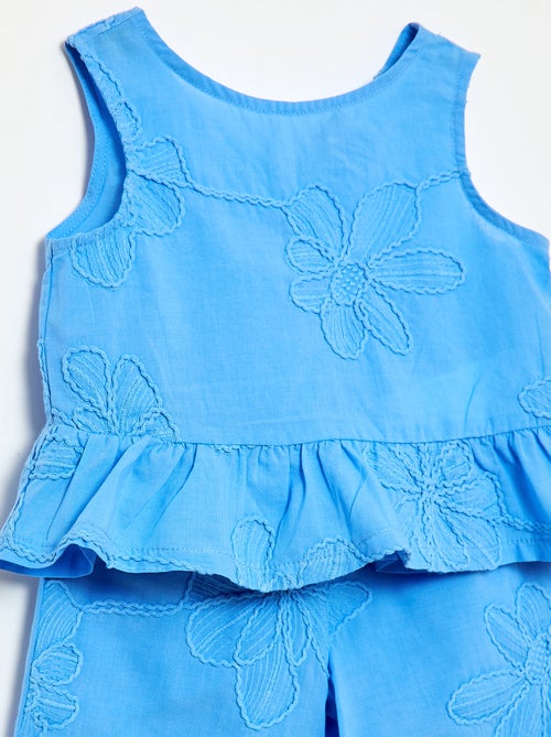 Conjunto blusa + calças com bordados - 2 peças - Kiabi