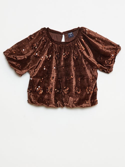 Conjunto blusa + calças flare fit em veludo - Kiabi