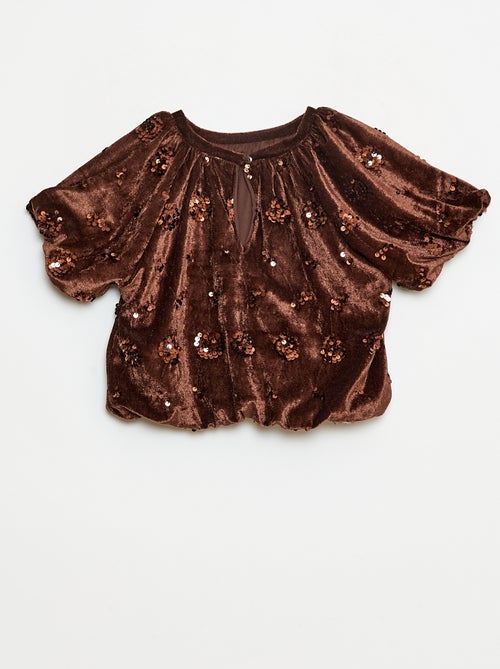 Conjunto blusa + calças flare fit em veludo - Kiabi