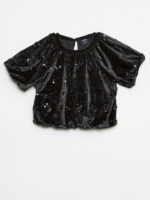 Conjunto blusa + calças flare fit em veludo - Kiabi