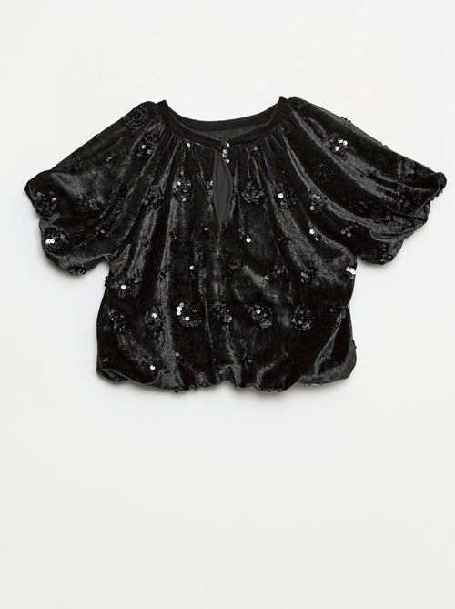 Conjunto blusa + calças flare fit em veludo - Kiabi