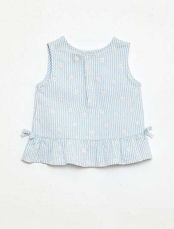 Conjunto blusa + calções com padrão vichy - 2 peças