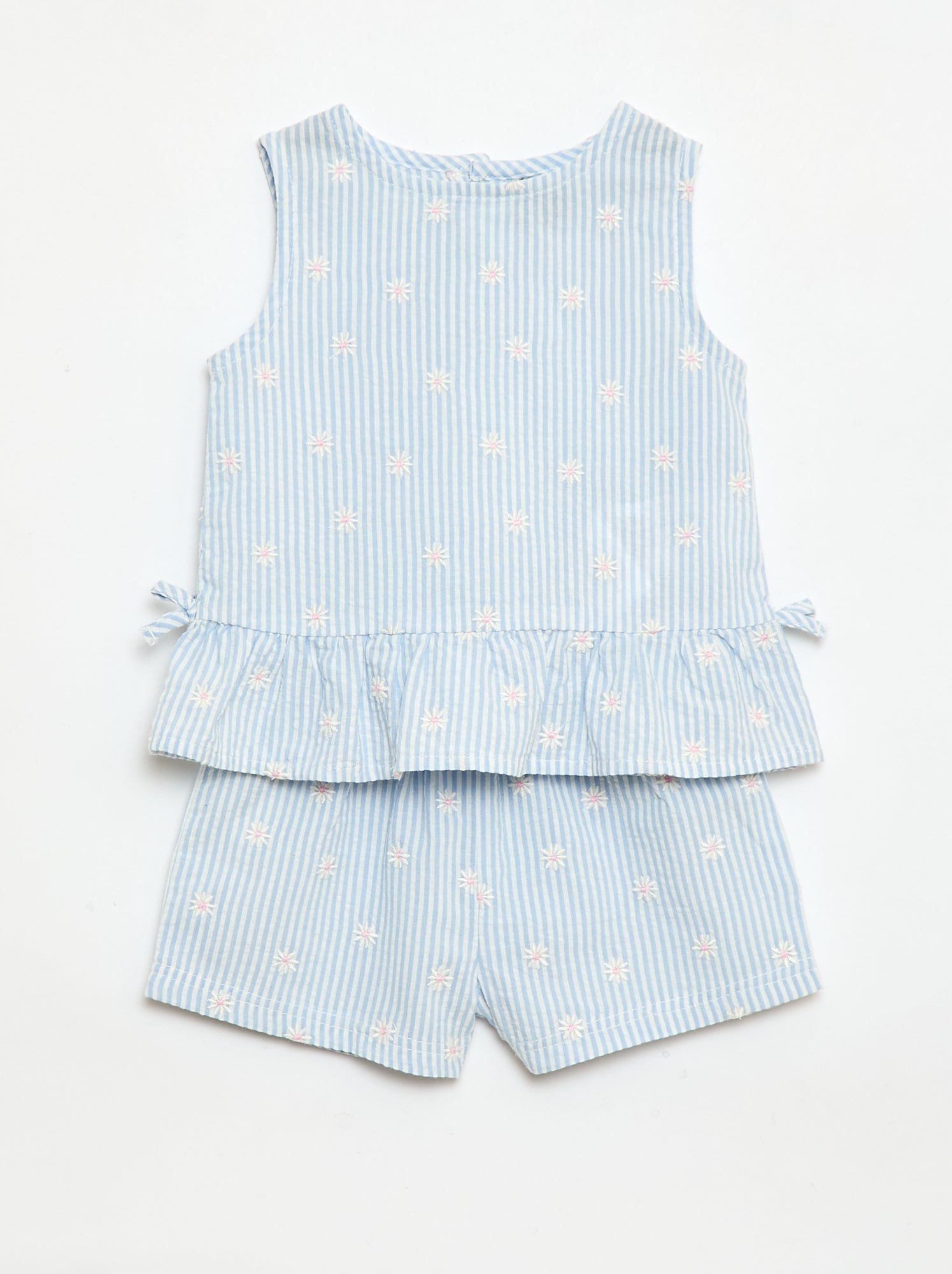 Conjunto blusa + calções com padrão vichy - 2 peças