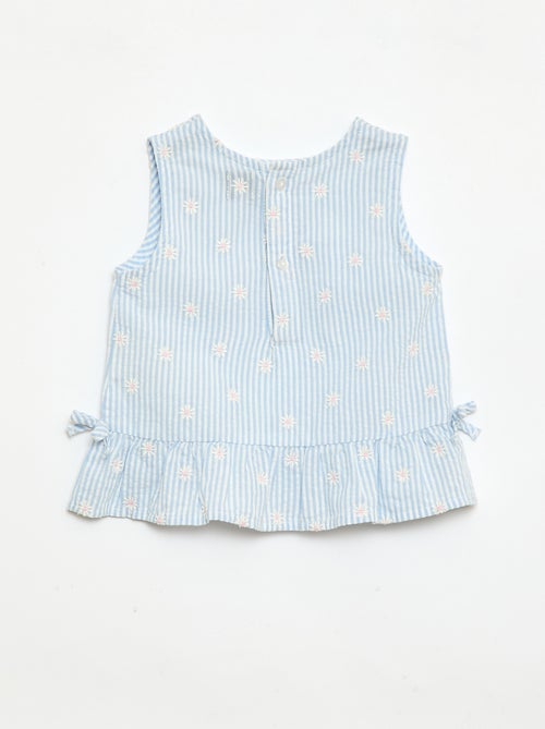 Conjunto blusa + calções com padrão vichy - 2 peças - Kiabi