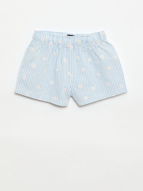 Conjunto blusa + calções com padrão vichy - 2 peças - Kiabi