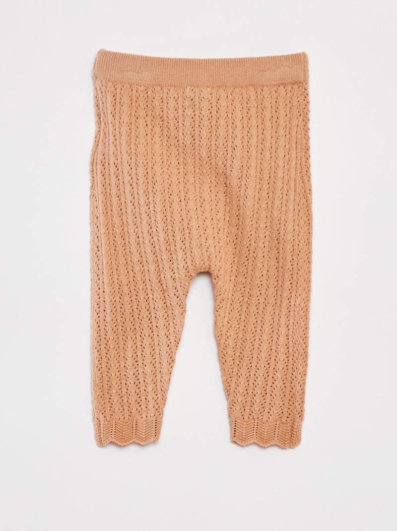 Conjunto blusa com gola de fantasia + leggings em tricô ROSA - Kiabi