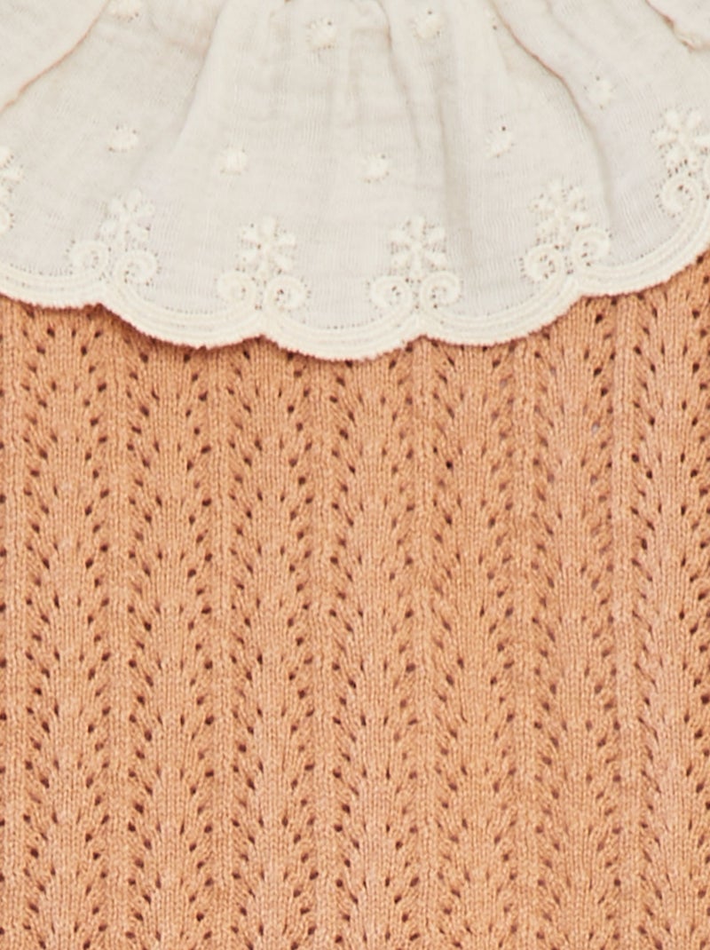 Conjunto blusa com gola de fantasia + leggings em tricô ROSA - Kiabi