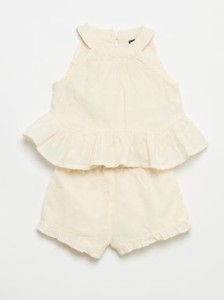 Conjunto blusa sem mangas + calções