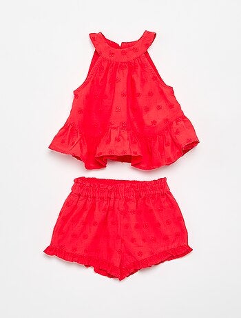 Conjunto blusa sem mangas + calções