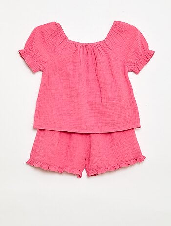 Conjunto blusa + short liso - 2 peças