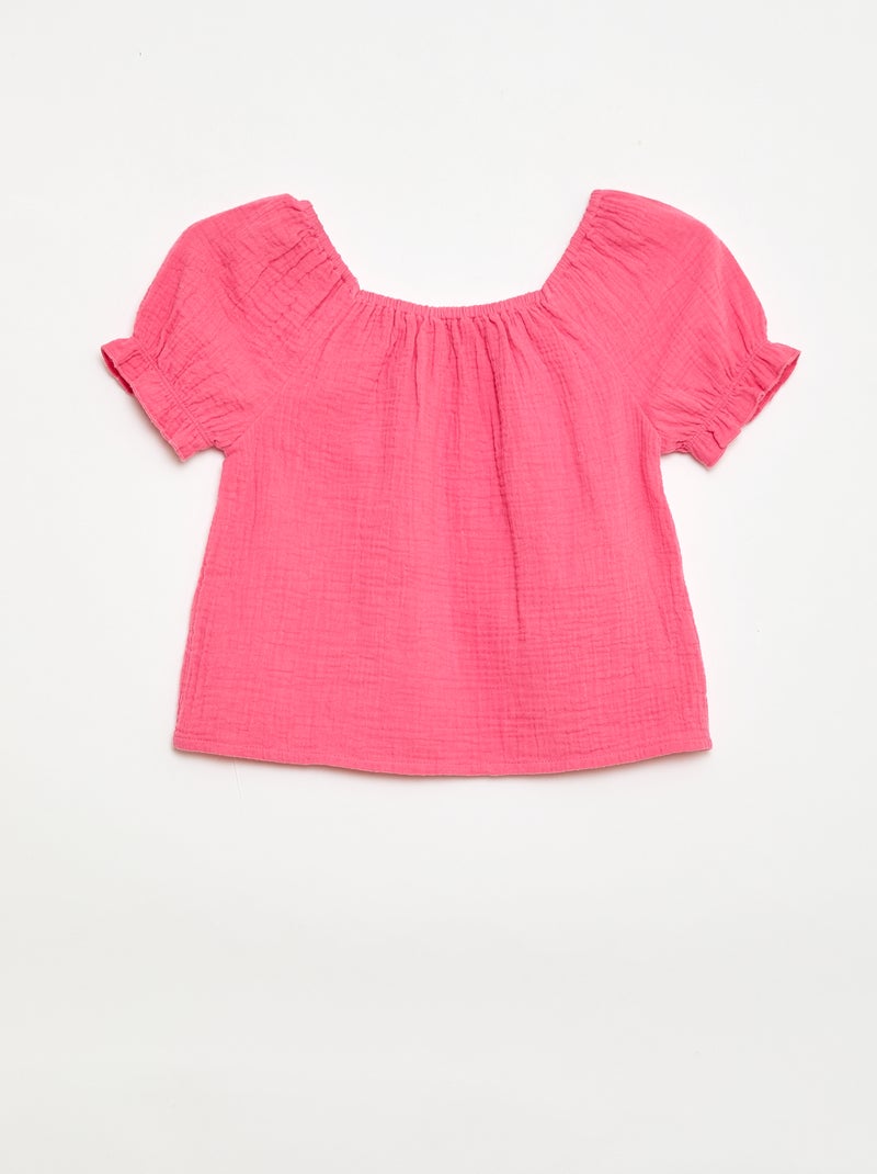 Conjunto blusa + short liso - 2 peças Rosa - Kiabi