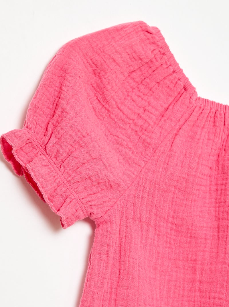 Conjunto blusa + short liso - 2 peças Rosa - Kiabi