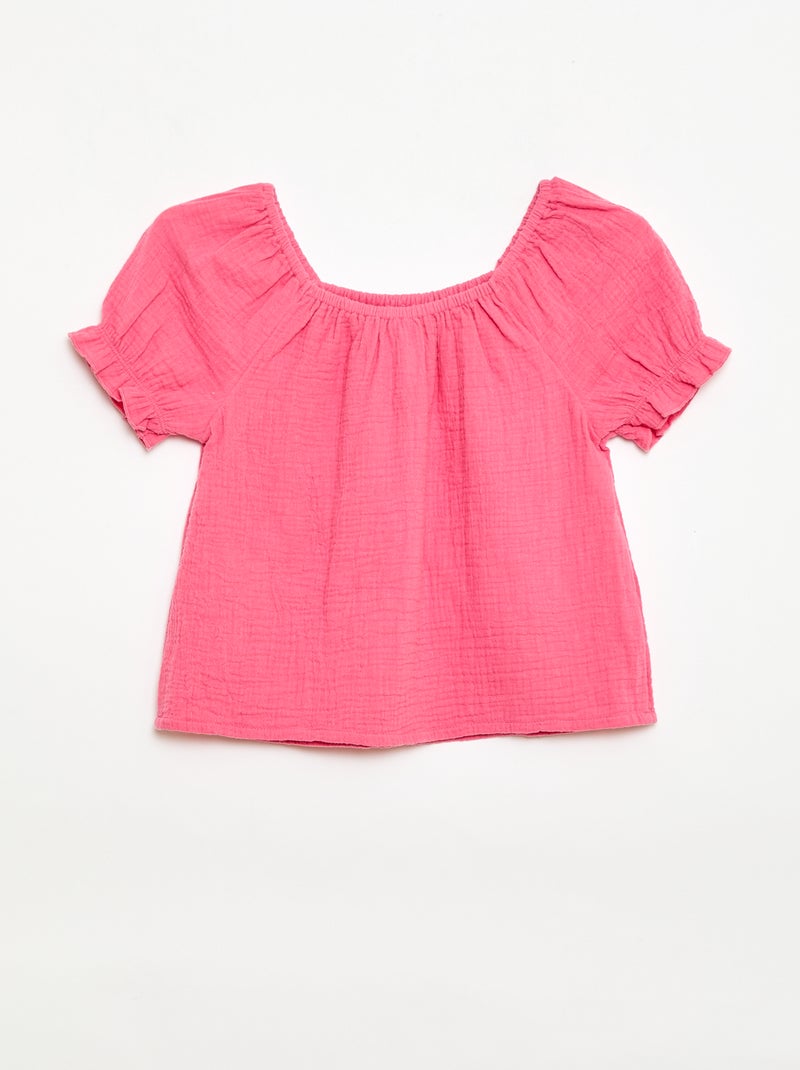 Conjunto blusa + short liso - 2 peças Rosa - Kiabi