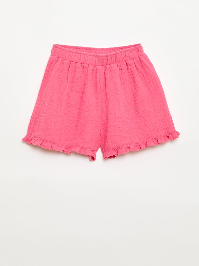 Conjunto blusa + short liso - 2 peças Rosa - Kiabi