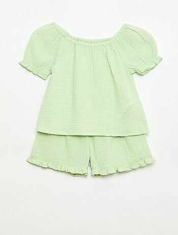 Conjunto blusa + short liso - 2 peças