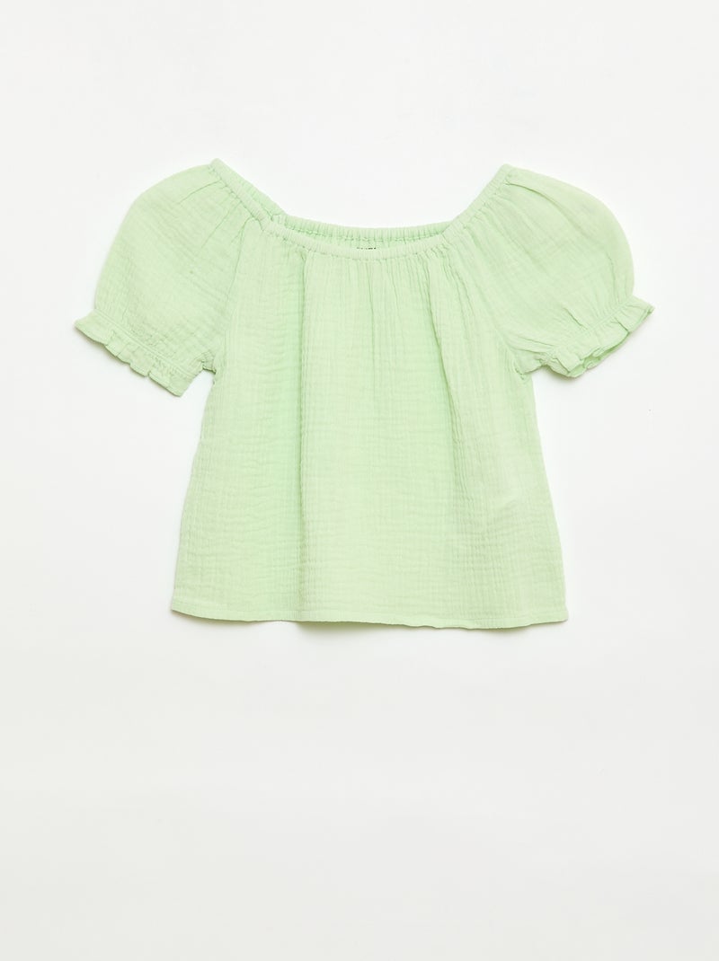 Conjunto blusa + short liso - 2 peças Verde - Kiabi